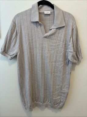 John Henric Light Gray Short Sleeve Ribbed Polo